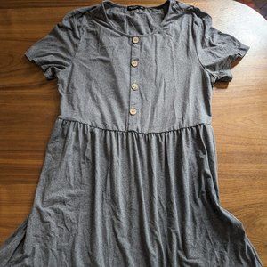 Light Grey Button Top Swing/Skater Dress